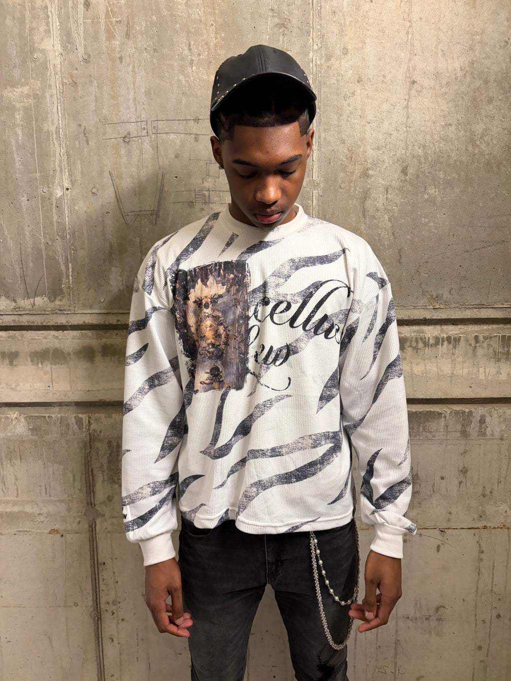 Marcellus Lew “Zebra” Striped Thermal Tee