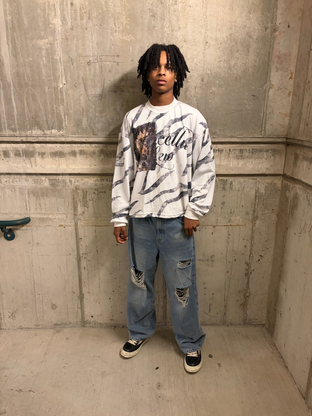 Marcellus Lew “Zebra” Striped Thermal Tee