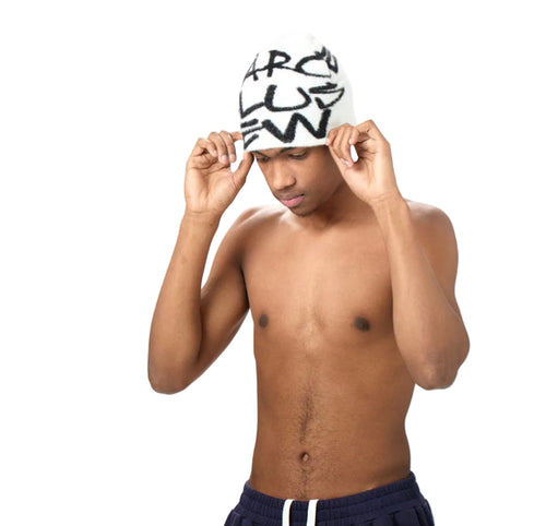 Marcellus Lew Reverse White “Logo Piece Beanie”