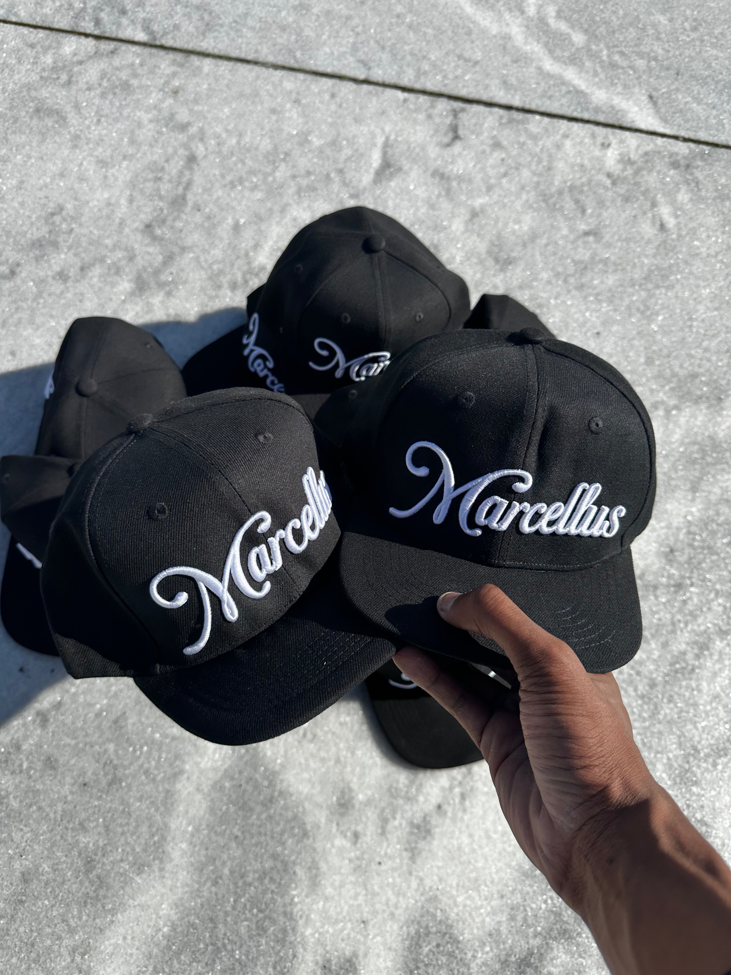 “Marcellus Lew” Acrylic Logo Piece Caps