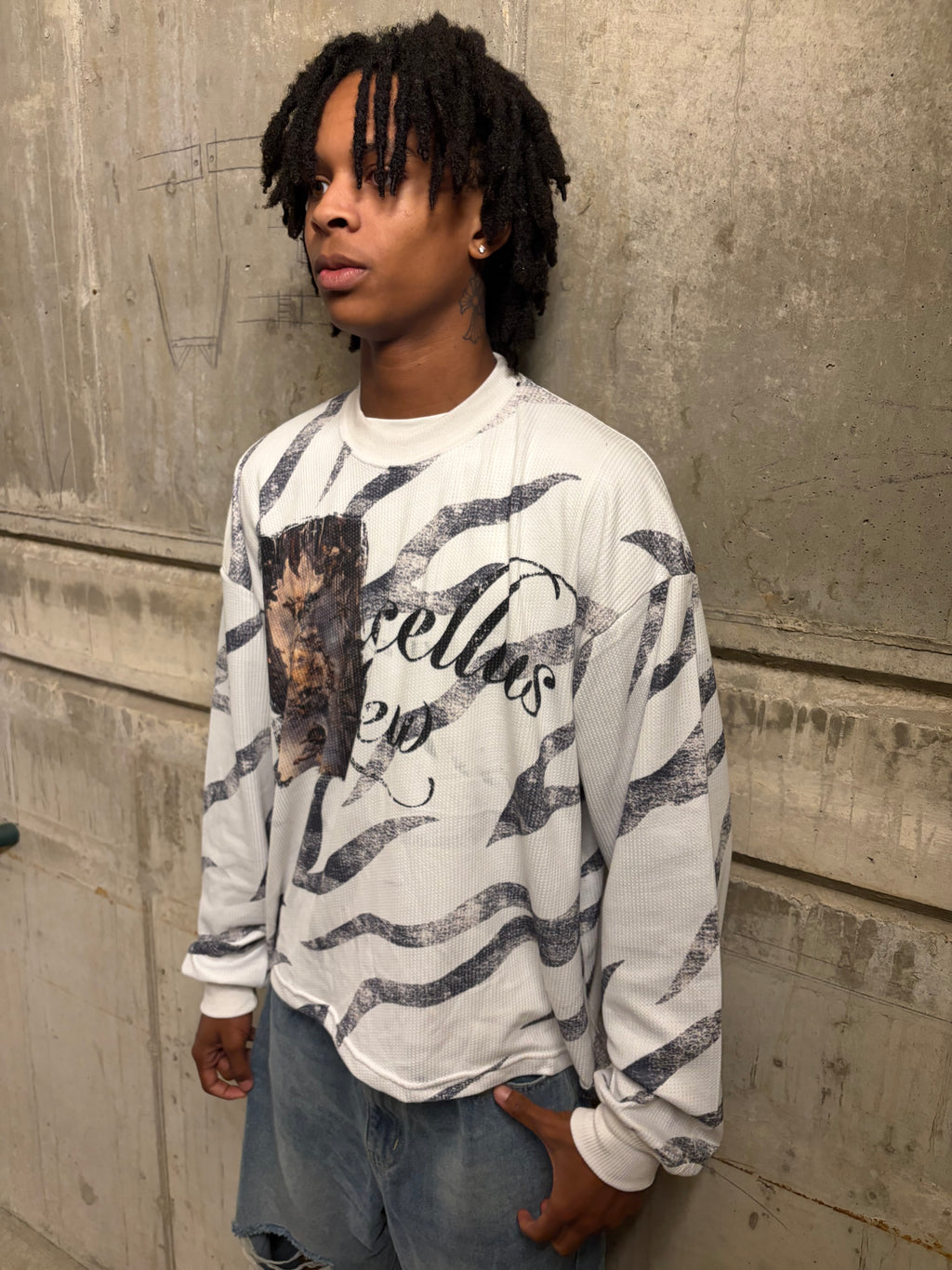 Marcellus Lew “Zebra” Striped Thermal Tee